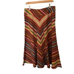 Ralph Lauren A-Line Chevron Skirt in Brown and Red